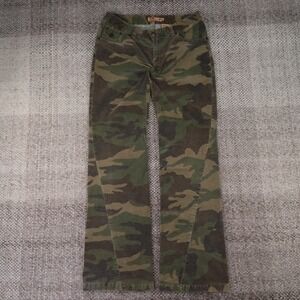 Joy Jeans Camouflage Corduroy Pants Womens 11 Green Good Flare Mid Rise Utility